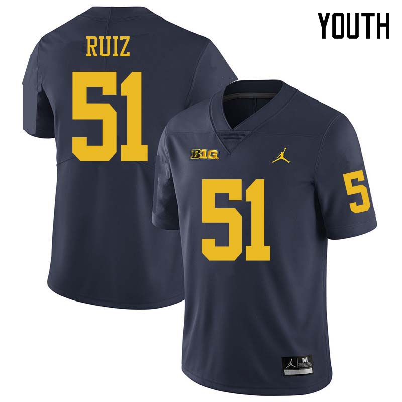 Jordan Brand Youth #51 Cesar Ruiz Michigan Wolverines College Football Jerseys Sale-Navy